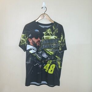 Hendrick Jimmie Johnson Shirt Mens Size Large Black  48 NASCAR Short Sleeve